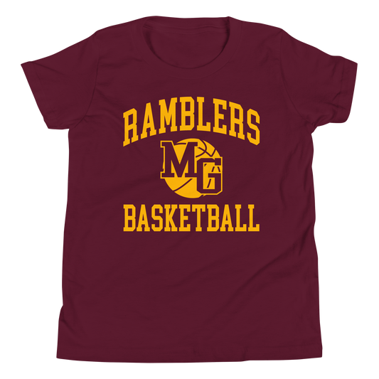 Youth Ramblers Basketball Maroon & Gold Short Sleeve T-Shirt